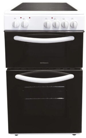 Statesman 50cm electric cooker with double oven in White - EDC50W